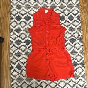 Sleeveless Nicole Miller Red Button-Up Romper
